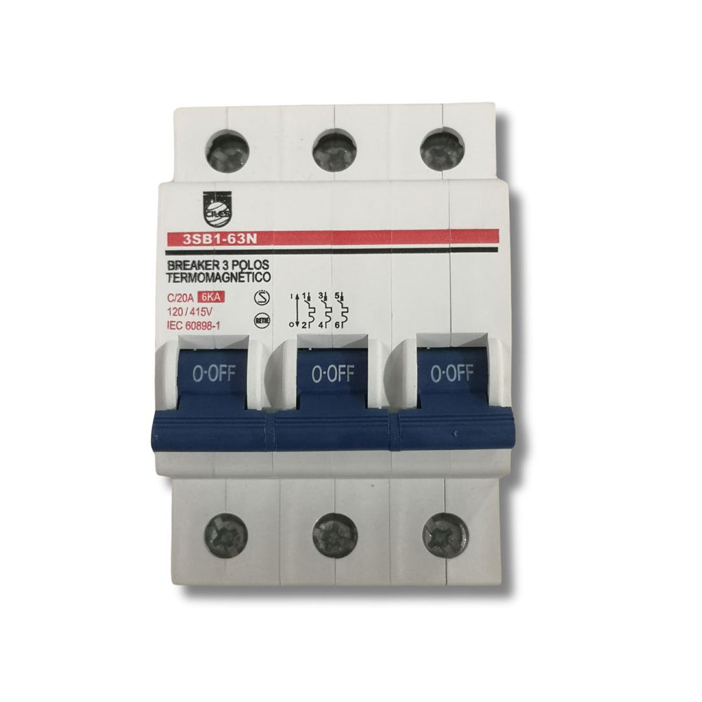 BREAKER TIPO RIEL CHINT 3X20A 230/400V 6KA
