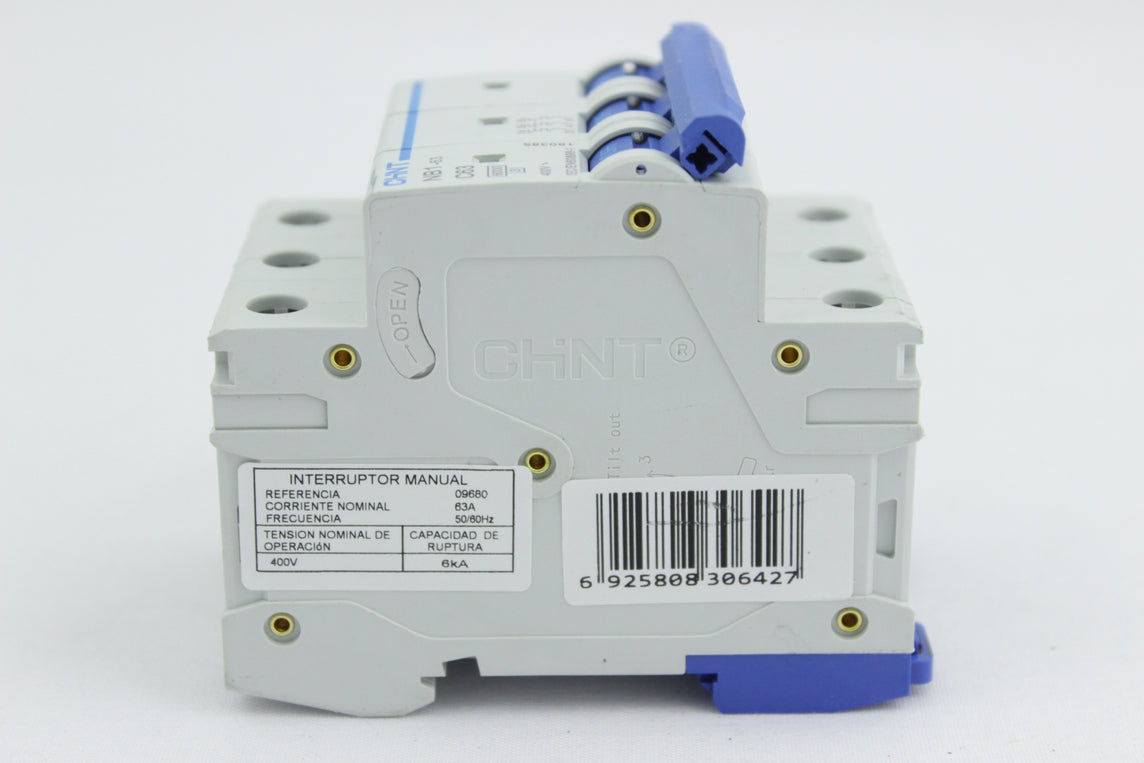 BREAKER TIPO RIEL CHINT 3X63A 230/400V 6KA