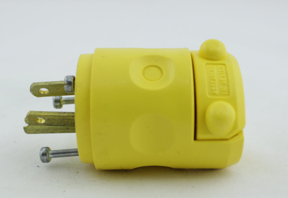 CLAVIJA MACHO POLO TIERRA L5-15 AMP LEVITON AMARILLO