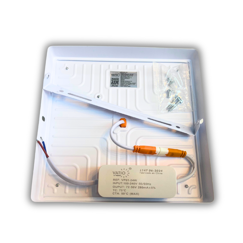 PANEL LED CUADRADO SOBREPONER 24W 6500K SIN BORDE