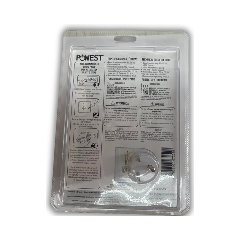 PROTECTOR DE VOLTAJE 120V 15 AMP AIRMATIC