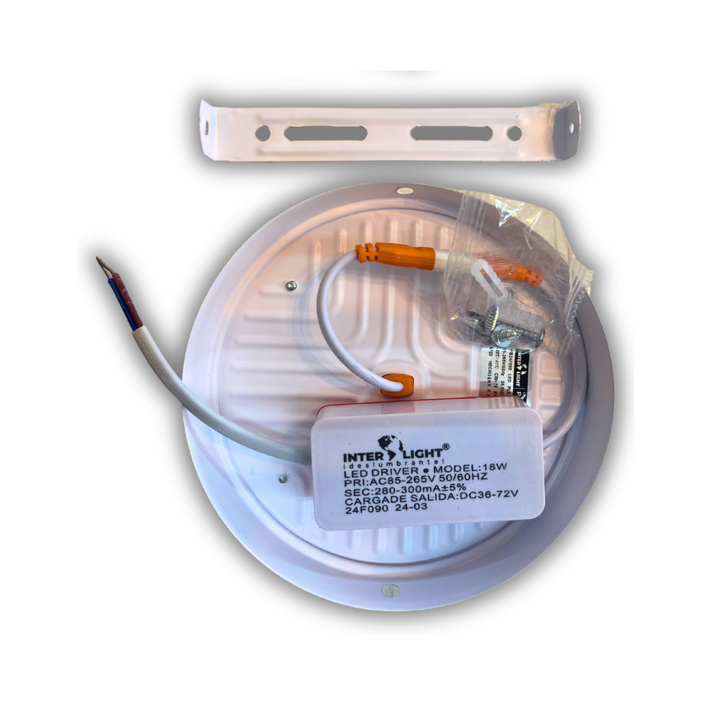 PANEL LED REDONDO SOBREPONER 18W 6500K SIN BORDE