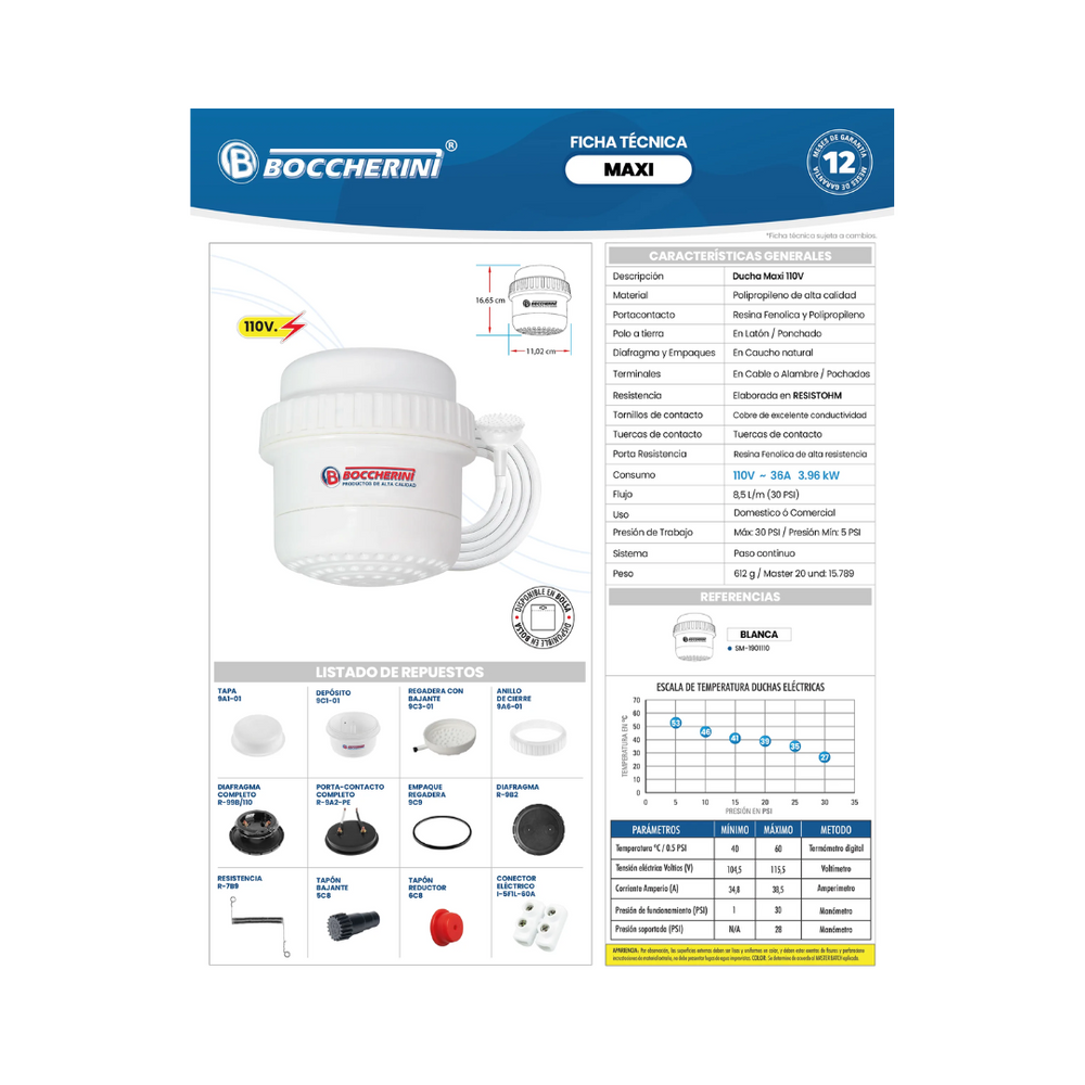 DUCHA MAXI BLANCA 110V SM-1901110