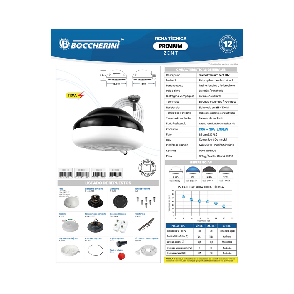 DUCHA GOLD SUPER AUTOMATICA BLANCA 110V SM-2101110