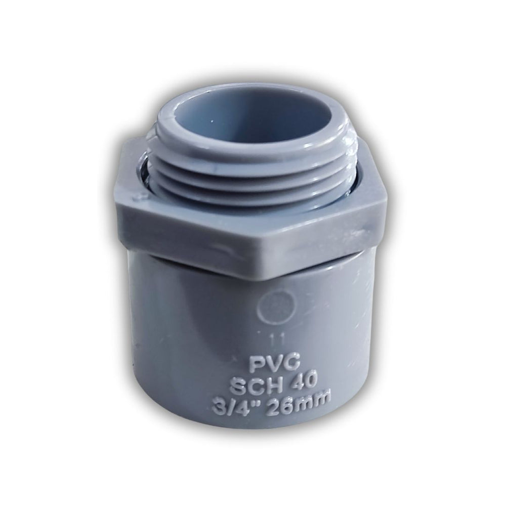 CONECTOR ADAPTADOR PVC SCH40 GRIS 3/4