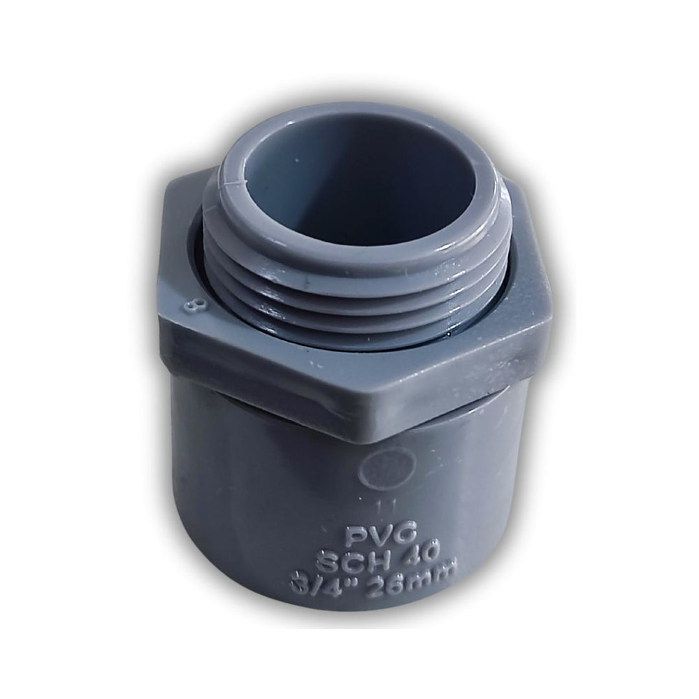 CONECTOR ADAPTADOR PVC SCH40 GRIS 3/4