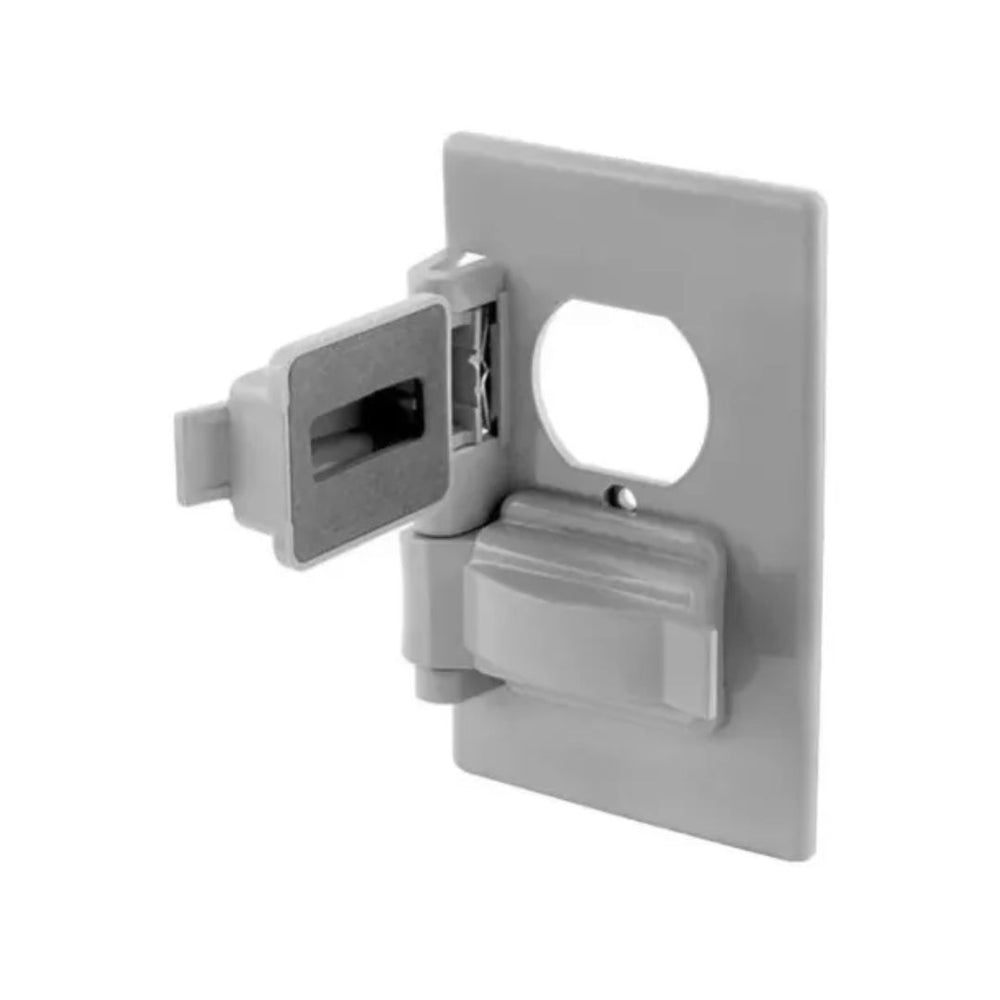 PLACA TAPA GRIS INTEMPERIE TOMA LEVITON