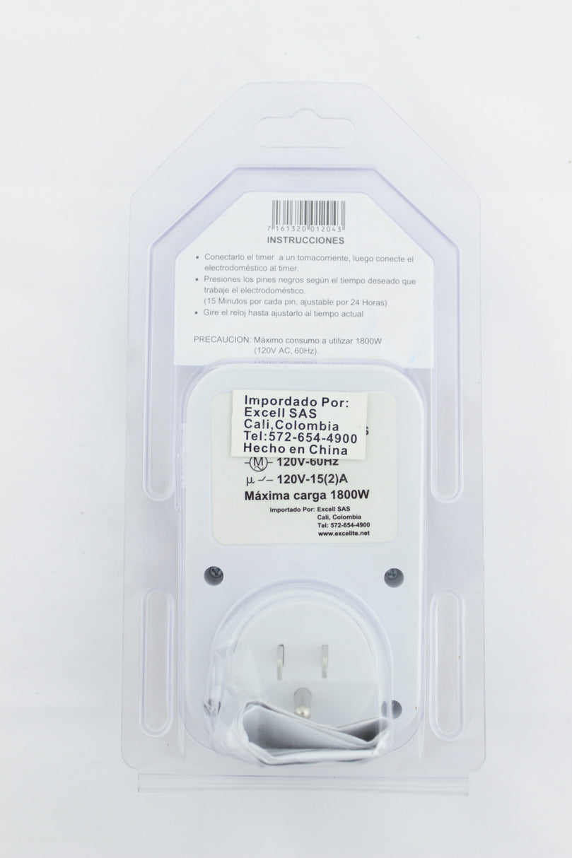 PROGRAMADOR TIMER MECANICO BLANCO 24 HORAS 1 SALIDA ( 20902