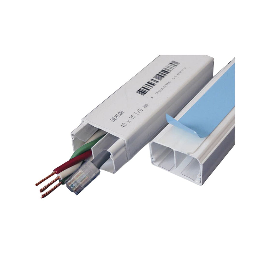 CANALETA BLANCA 40 X 25 CON DIVISION CON ADHESIVO 2 M