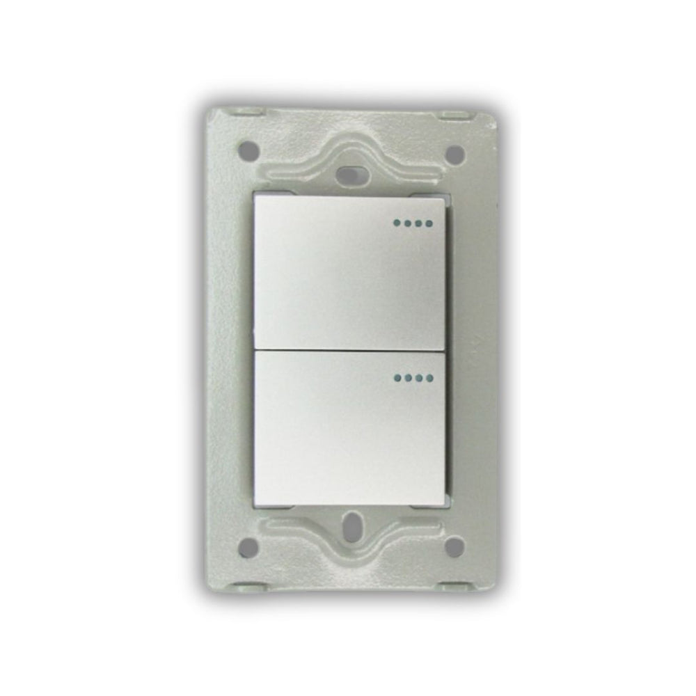 INTERRUPTOR DOBLE GRIS PLATA MILETTO V3-007