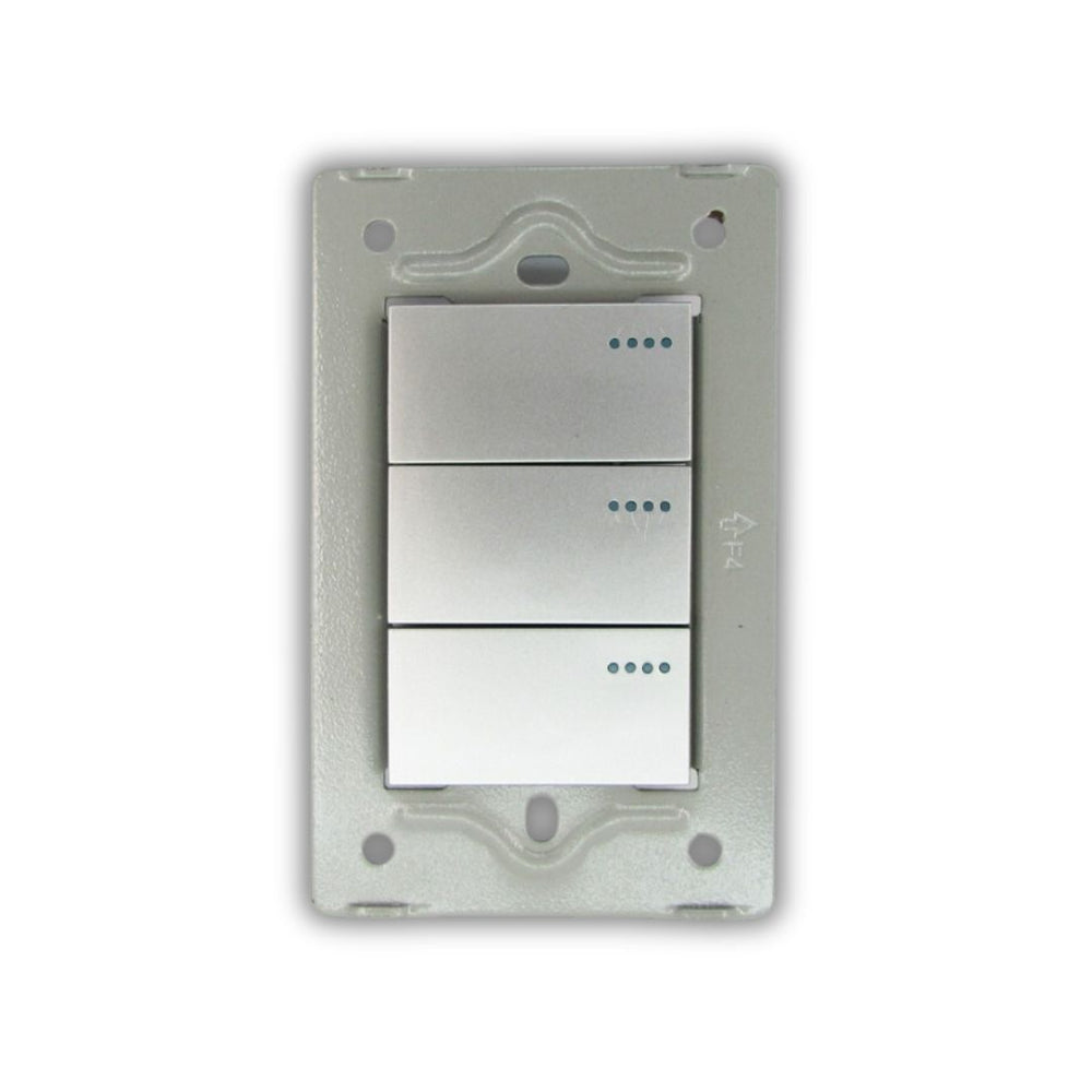 INTERRUPTOR TRIPLE GRIS PLATA MILETTO V3-009