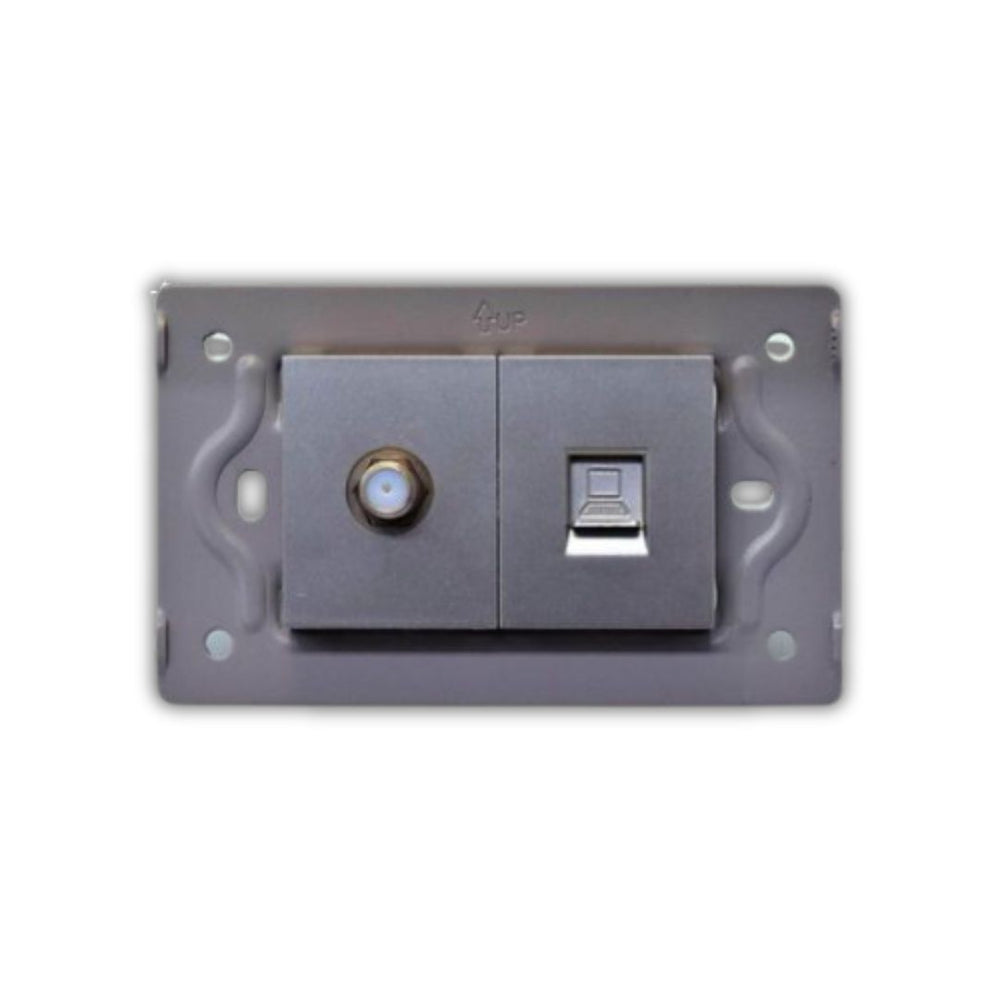 TOMA TELEFONO + TV GRIS PLATA MILETTO V3-036