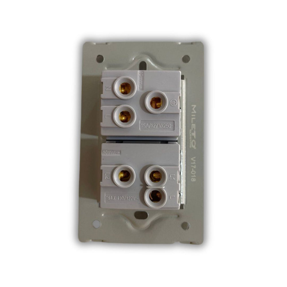 TOMA + INTERRUPTOR NEGRA MILETTO V17-018