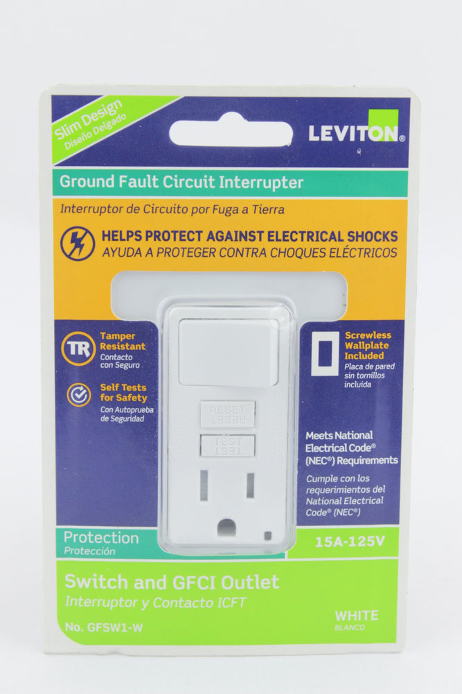 INTERRUPTOR + TOMA LEVITON BLANCO