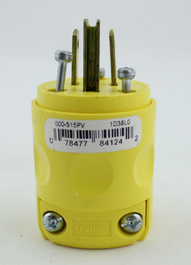 CLAVIJA MACHO POLO TIERRA L5-15 AMP LEVITON AMARILLO