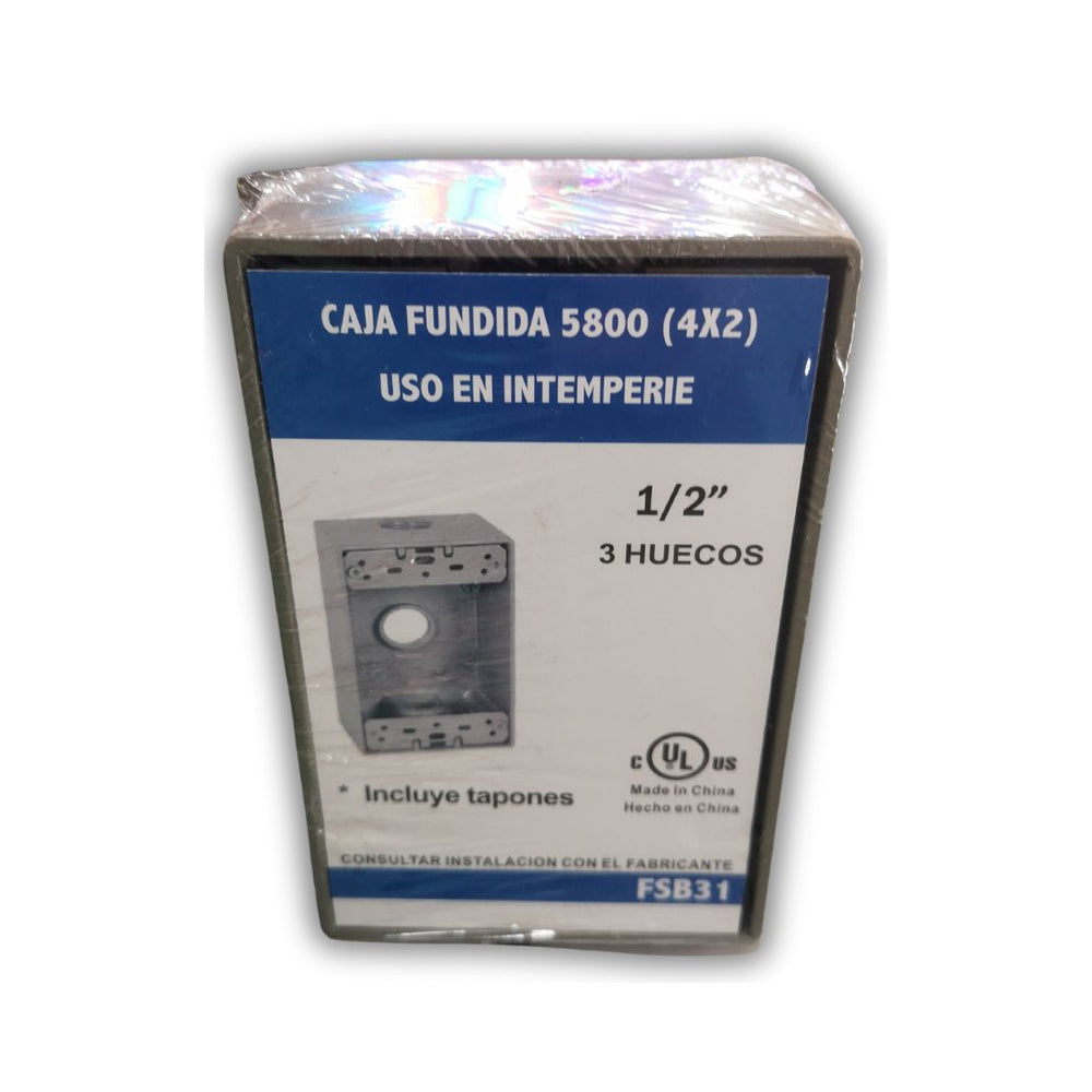 CAJA RAWELT 2X4 3 SALIDAS DE 1/2