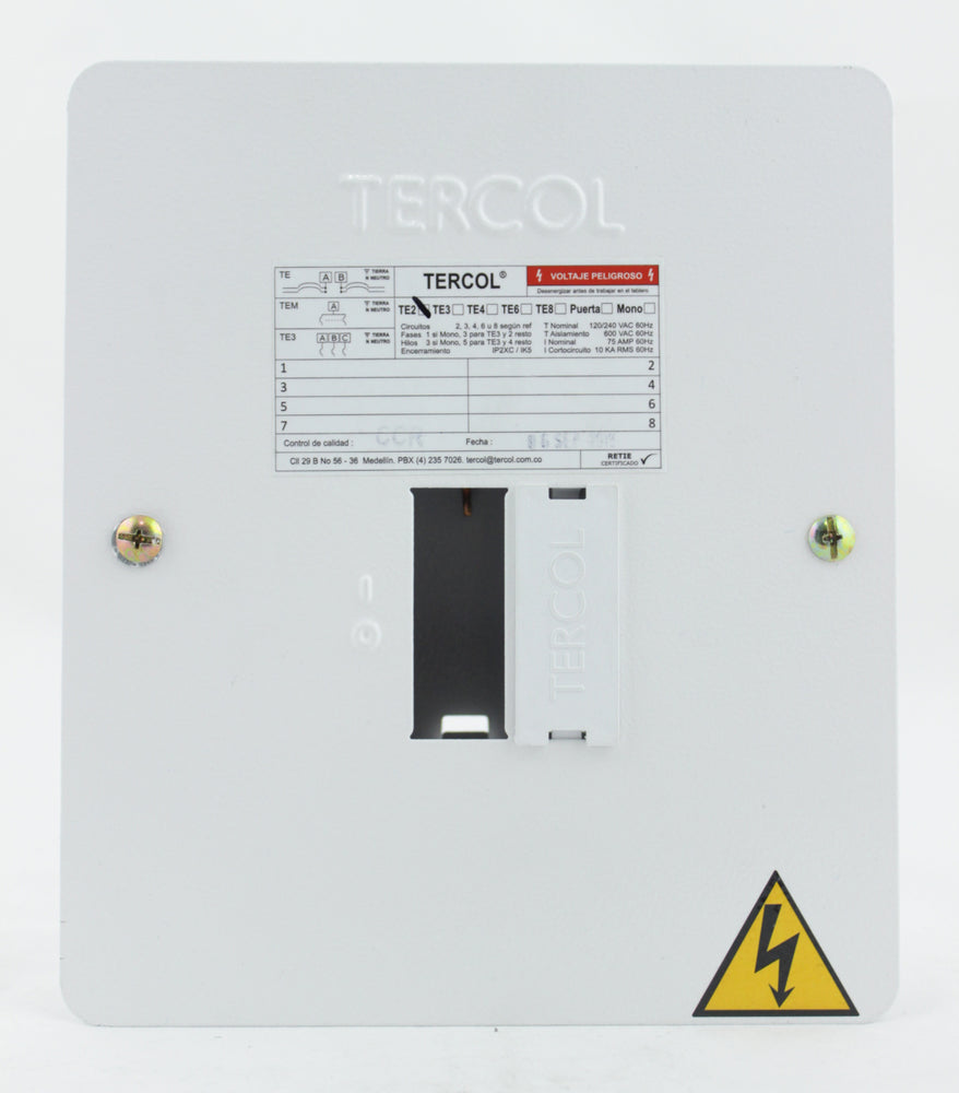 TABLERO 2 CTOS MONOFASICO 75 A TERCOL