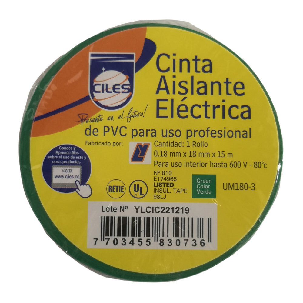 CINTA AISLANTE VERDE 15M