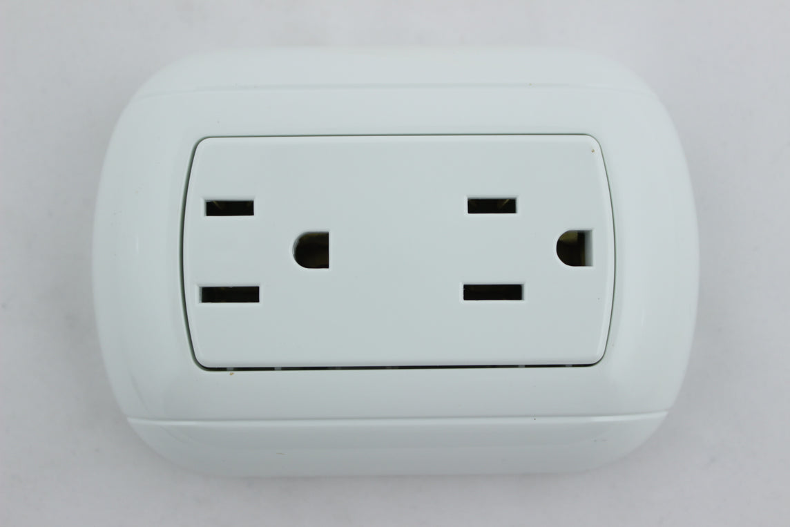 TOMA SOBREPONER DOBLE C/P/T S/M A 15AMP COD 03010108